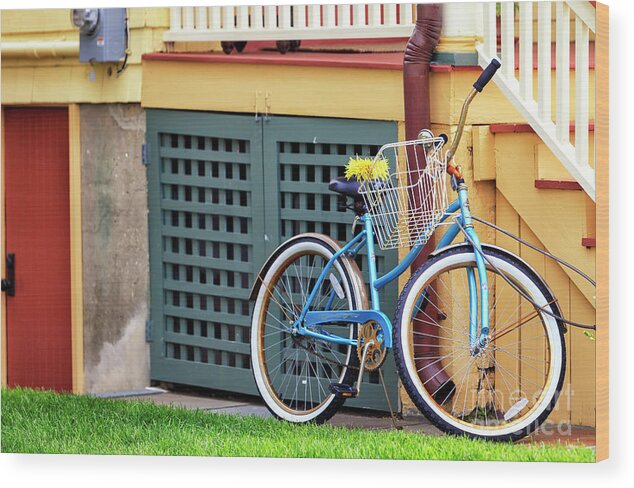 Shore Bicycle At Ocean Grove Wood Print featuring the photograph Shore Bicycle at Ocean Grove by John Rizzuto