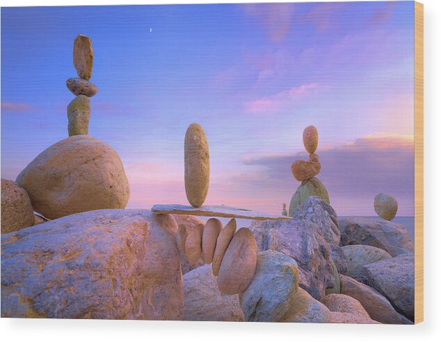 Balanced Rocks Wood Print featuring the photograph Signs IV by Giovanni Allievi