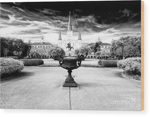 St. Louis Cathedral Dimensions Wood Print featuring the photograph St. Louis Cathedral Dimensions New Orleans by John Rizzuto