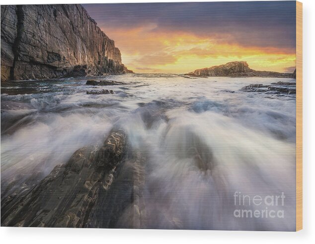 Seascape Wood Print featuring the photograph Summer Sunrise at Bald Head Cliff by Jesse MacDonald