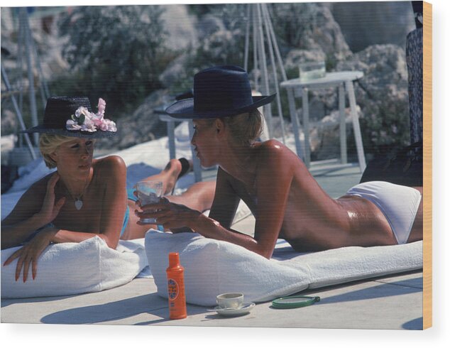 People Wood Print featuring the photograph Sunbathing In Antibes by Slim Aarons