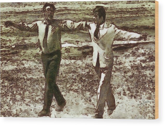 Zorba Dance Wood Print featuring the painting Zorba dance by George Rossidis