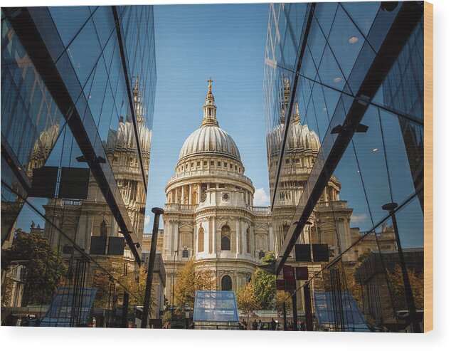 St Paul's Wood Print featuring the photograph A Reflection on St' Pauls' #1 by Rick Deacon