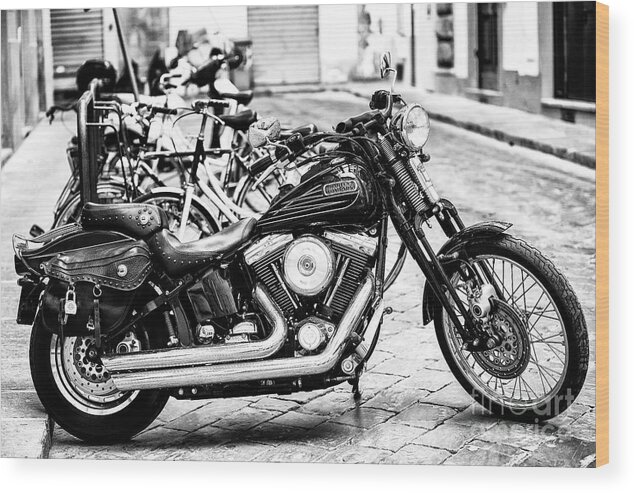Harley Wood Print featuring the photograph A Harley in Florence Italy by John Rizzuto
