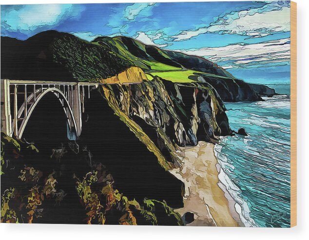California Seascape Wood Print featuring the photograph Big Sur Bridge by ABeautifulSky Photography by Bill Caldwell