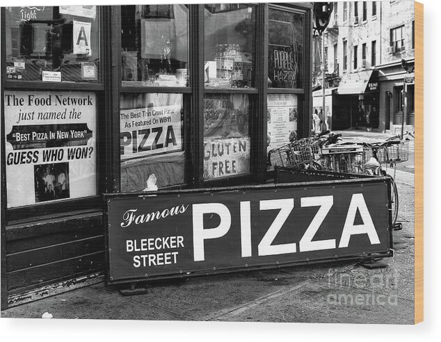Bleecker Street Pizza Wood Print featuring the photograph Bleecker Street Pizza in New York City by John Rizzuto