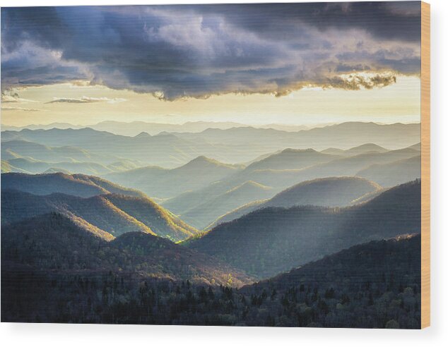 Mountains Wood Print featuring the photograph Blue Ridge Parkway NC Drama And Light by Robert Stephens