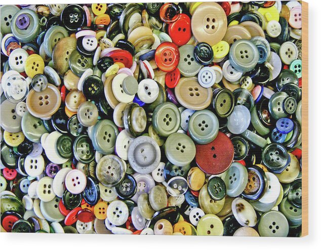 Buttons Wood Print featuring the photograph Buttons by Steve Ladner