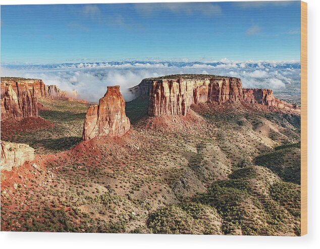 Canyon Wood Print featuring the photograph Colorado Monument 0138 by Rick Perkins