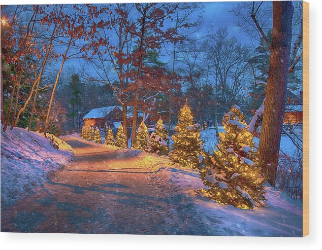 Old Sturbridge Village Wood Print featuring the photograph Country Christmas Walk by Joann Vitali