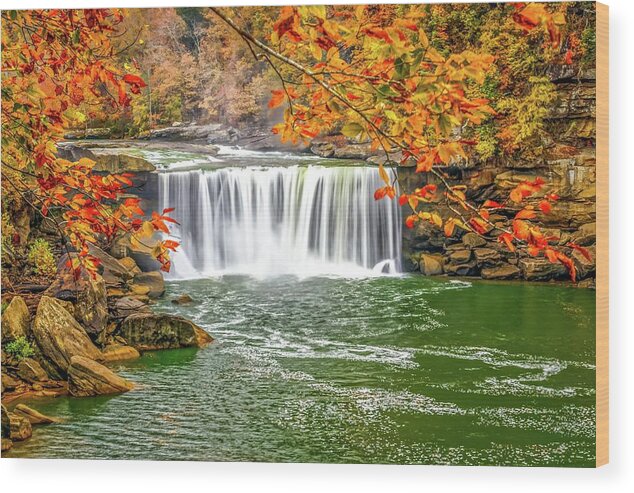 Falls Wood Print featuring the photograph Cumberland Falls by Ed Newell