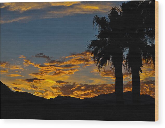 Afterglow Wood Print featuring the photograph Desert Afterglow on Santa Rosa and San Jacinto Mountains in California by Bonnie Colgan