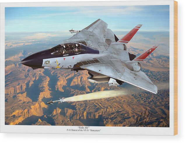 Aviation Wood Print featuring the painting Felix 101 by Mark Karvon