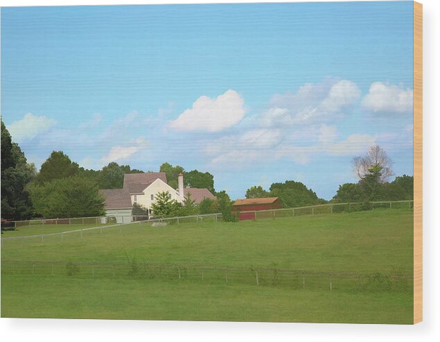 Farm House Wood Print featuring the photograph Hilltop Road by Steve Ladner
