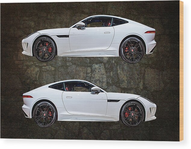 Auto Wood Print featuring the mixed media Jaguar F-Type Isolated on Stone Texture by Rick Deacon