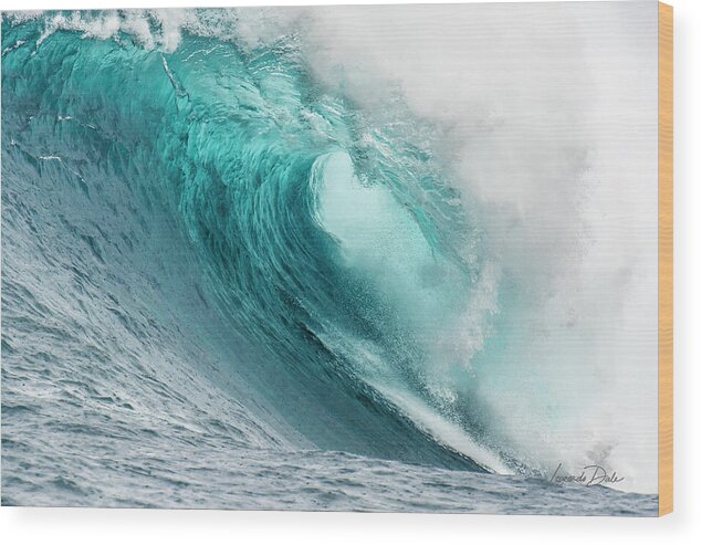 Jaws Wave Hawaii Ocean Big Surf Blue Water Cristal Clear Wood Print featuring the photograph Jaws Hawaii by Leonardo Dale