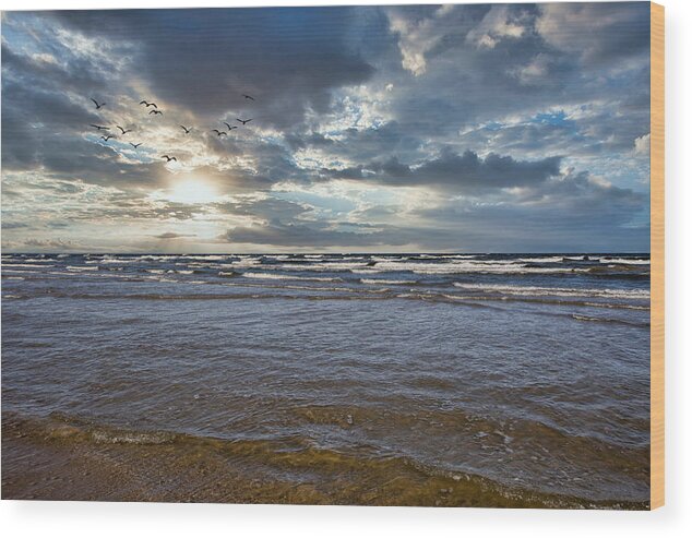 Seascape Photography Wood Print featuring the photograph Kisses Of The Sea Latvia by Aleksandrs Drozdovs
