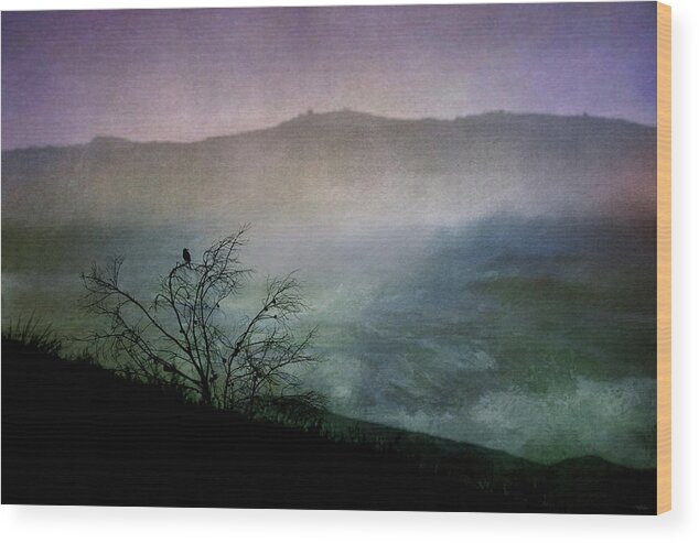 Moody Wood Print featuring the digital art Lonesome Point by Nicole Wilde