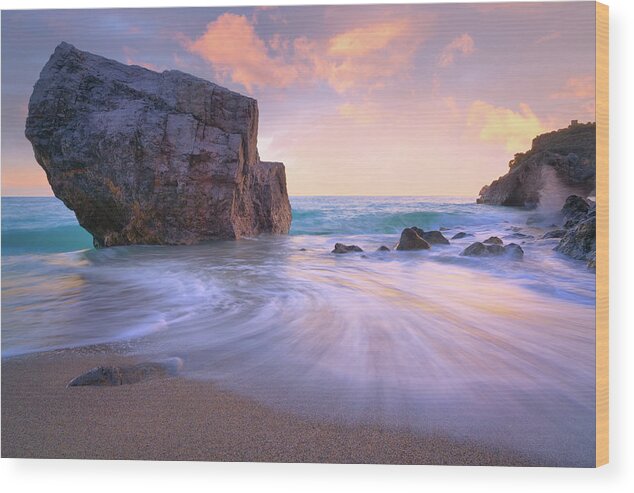 Tranquil Seascape Wood Print featuring the photograph Malpasso beach Coastal wall decor by Giovanni Allievi