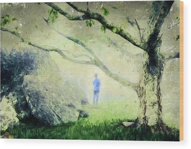 North Carolina Wood Print featuring the painting Mystery in the Fog ap by Dan Carmichael