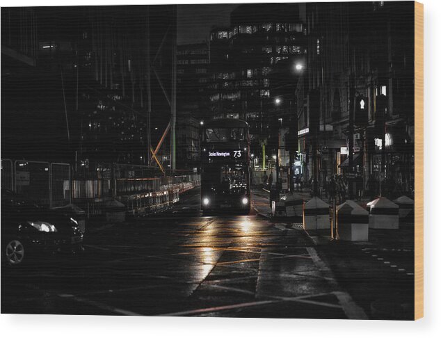 Photography Wood Print featuring the photograph Night Bus In London by Aleksandrs Drozdovs