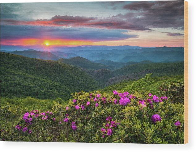 Blue Ridge Parkway Wood Print featuring the photograph North Carolina Blue Ridge Parkway Landscape Craggy Gardens NC by Dave Allen