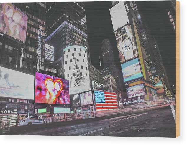 Times Square Wood Print featuring the photograph Love And Unity In The USA by Az Jackson