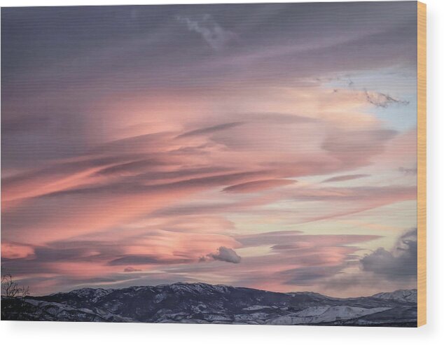 Lenticular Clouds Wood Print featuring the photograph November Lenticular Sky by Donna Kennedy