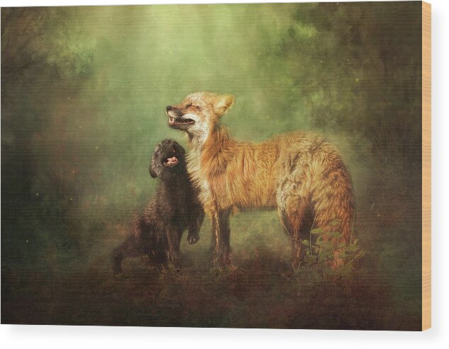 Fox Wood Print featuring the digital art Perfect Bliss by Nicole Wilde