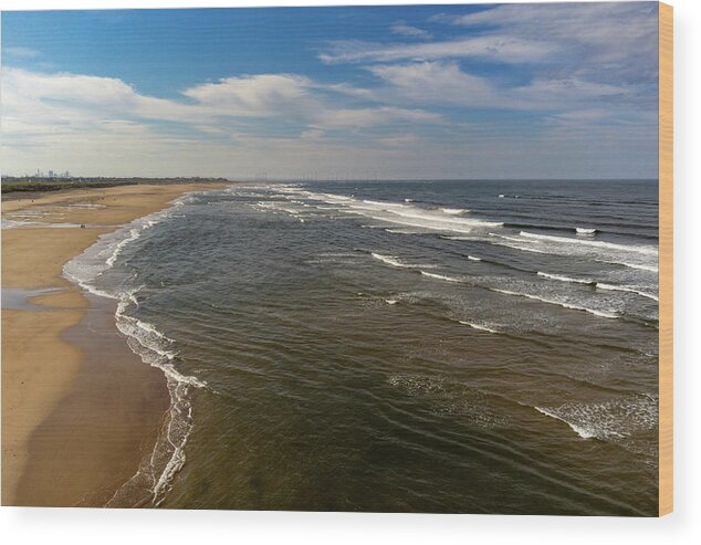 Coatham Sands Wood Print featuring the photograph Redcar from Marske beach by Gary Eason
