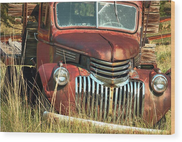 Abandoned Car Wood Print featuring the photograph Rusty Pickup Truck by Rick Perkins