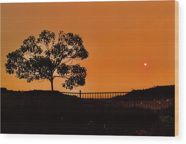 San Diego Wood Print featuring the photograph Wildfire Sunset California by Bnte Creations