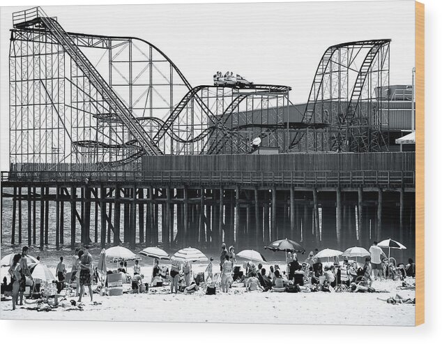 Star Jet Wood Print featuring the photograph Seaside Heights Star Jet Roller Coaster 2006 in New Jersey by John Rizzuto