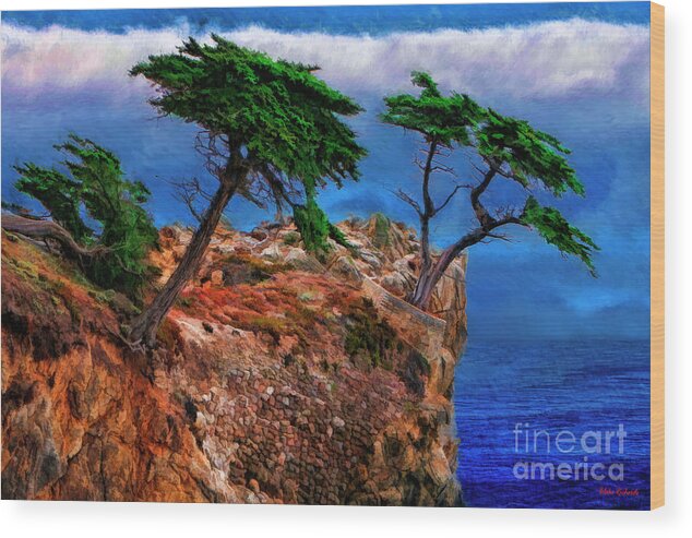 Lone Cypress Pebble Beach Wood Print featuring the photograph Sideways Lone Cypress Pebble Beach by Blake Richards