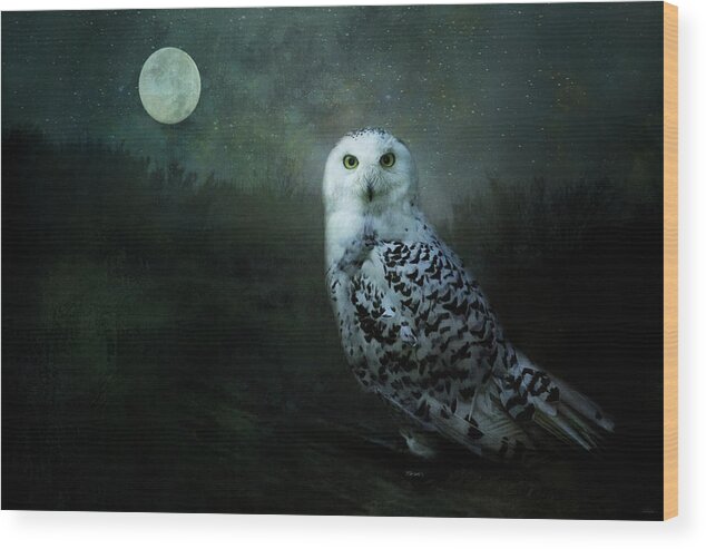Owl Wood Print featuring the digital art Soul of the Moon by Nicole Wilde