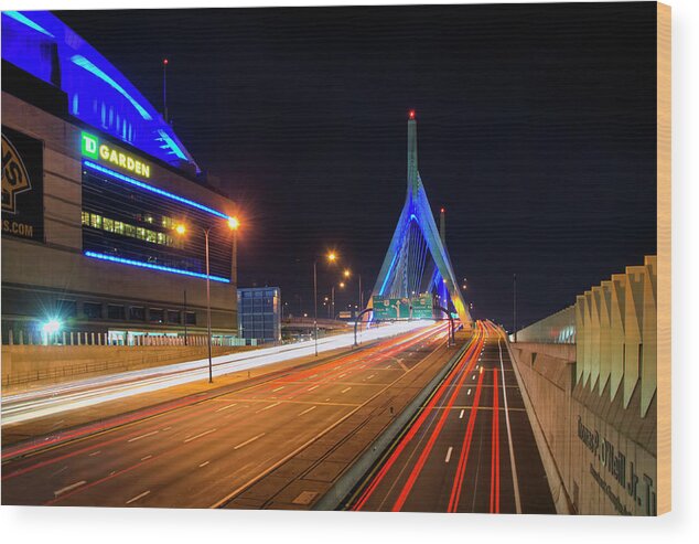 Boston Wood Print featuring the photograph The Garden and the Zakim by Joann Vitali