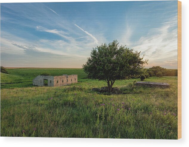 Blue Sky Wood Print featuring the photograph The Past by Scott Bean