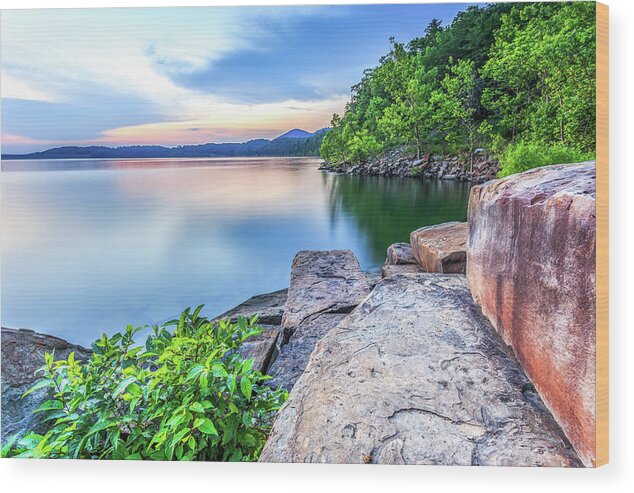 Lake Wood Print featuring the photograph Rock Bench by Ed Newell