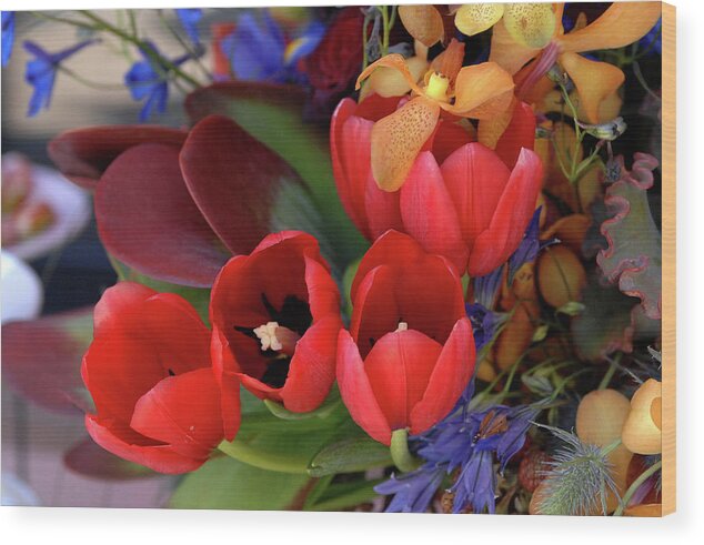 Tulip Wood Print featuring the photograph Tulip Bouquet by Bonnie Colgan