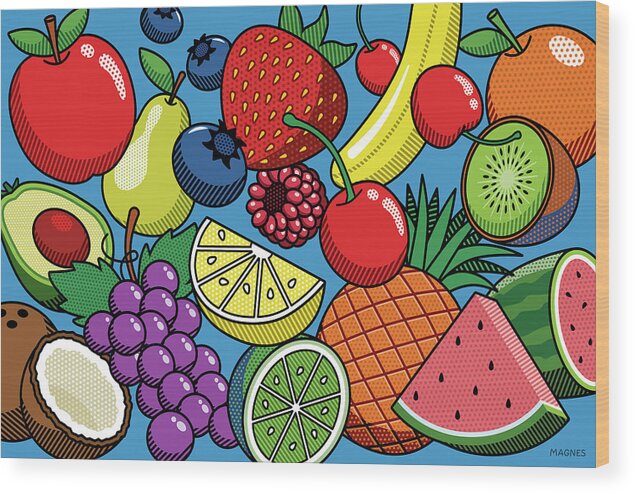 Fruit Wood Print featuring the digital art Various Fruits by Ron Magnes