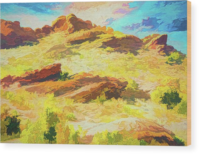 California Wood Print featuring the photograph Vasquez Rocks at Sunset 3 fx by Dan Carmichael