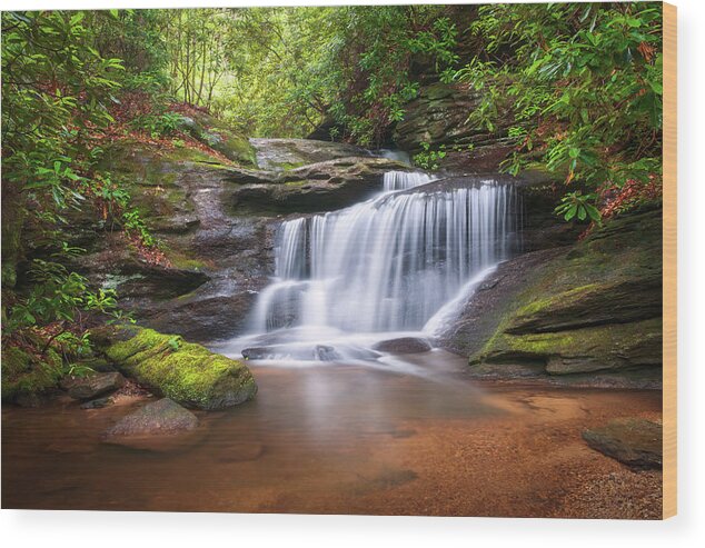 Waterfalls Wood Print featuring the photograph Waterfalls - WNC Waterfall Photography Hidden Falls by Dave Allen