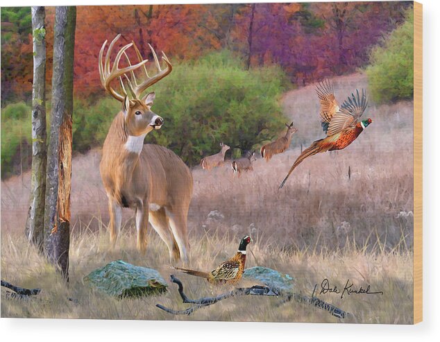 Whitetail Deer Wood Print featuring the painting Whitetail Deer Art Print - His Name is Prince by Dale Kunkel Art