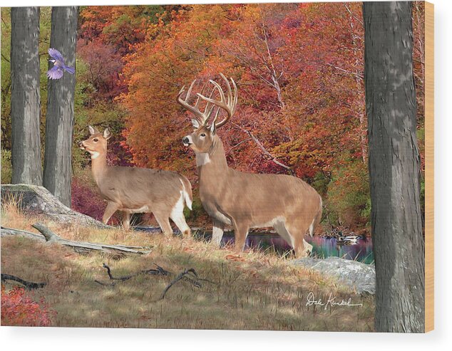 Whitetail Deer Wood Print featuring the painting Whitetail Deer Art Print - In His Glory by Dale Kunkel Art