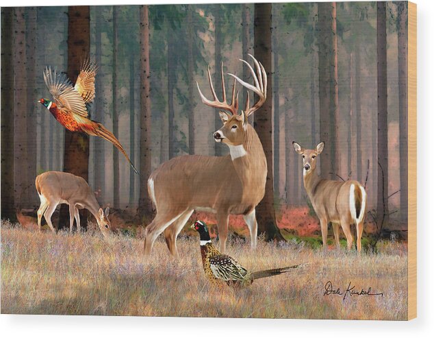 Whitetail Deer Wood Print featuring the painting Whitetail Deer Art Print - In His Prime by Dale Kunkel Art
