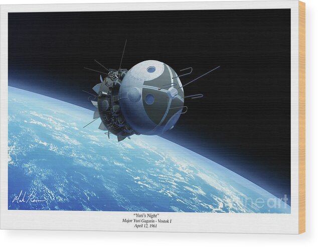 Spaceart Wood Print featuring the painting Yuri's Night by Mark Karvon