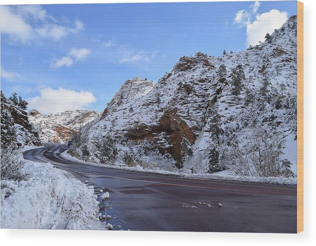 Zion Wood Print featuring the photograph Beautiful Pine Creek Canyon along Mt Carmel Hwy,East Zion by Bnte Creations