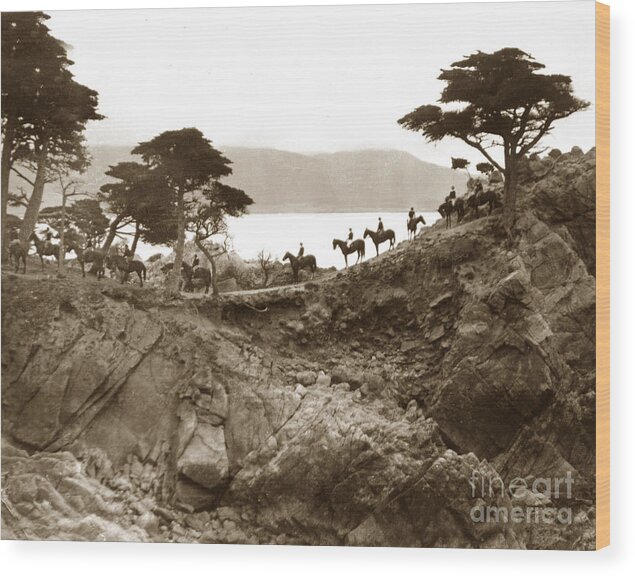 Lone Cypress Wood Print featuring the photograph Douglas School for Girls at Lone Cypress tree Pebble Beach 1932 by Monterey County Historical Society