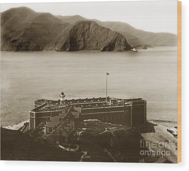 Fort Point Wood Print featuring the photograph Fort Point and the Golden Gate San Francisco circa 1890 by Monterey County Historical Society
