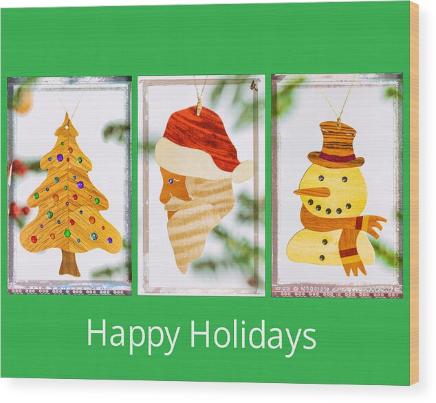 Christmas Wood Print featuring the photograph Happy Holidays Art Message by Jo Ann Tomaselli